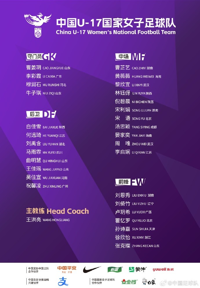  U17女足30人將在蘇州集訓(xùn)備戰(zhàn)世界杯，姜寧、朱挺擔(dān)任訓(xùn)練員